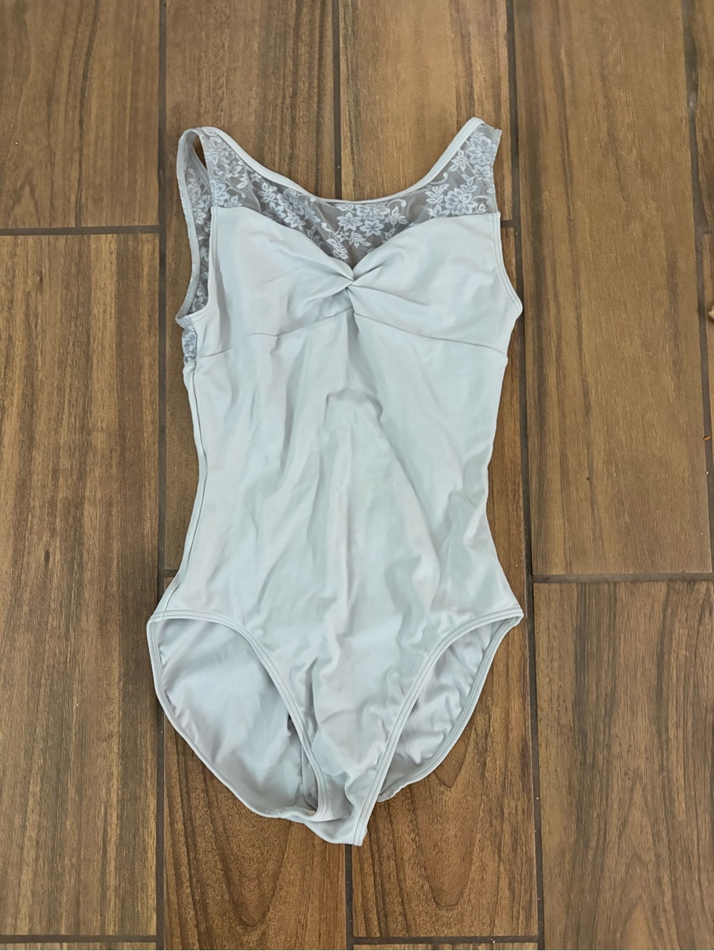 Chacott Light Gray Lace Twist-Front leotard